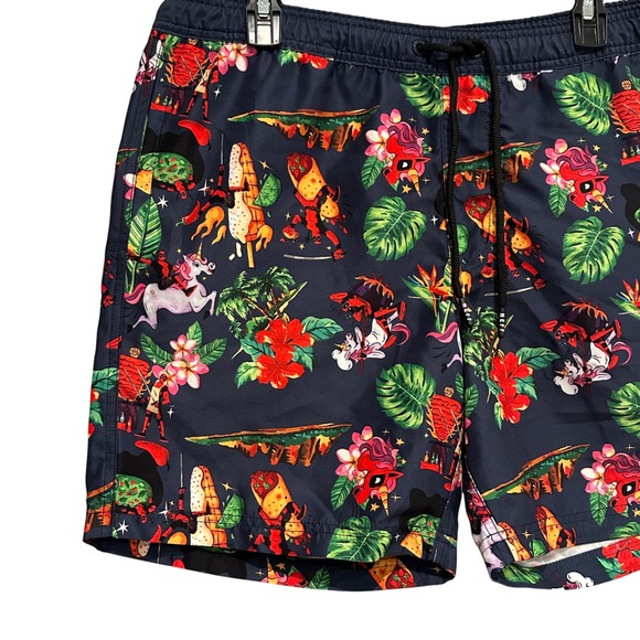 Marvel NEFF Deadpool Swim Trunks Mens Large Board Shorts Floral Superhero Print - Picture 3 of 7